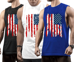 Men's Workout Tank Tops Sleeveless Gym Cut Off Tee Bodybuilding Fitness Muscle American Flag Shirt