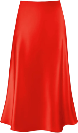 Women's Satin High Waist Hidden Elasticized Waistband Flared Casual A Line Midi Skirt X-Large Red