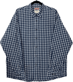 Wrangler Blue Checkered 100% Cotton Long Sleeve Dress Shirt Size XL