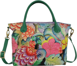Anna by Anuschka Women's Genuine Leather Large Slouch Tote Bag | Hand Painted Original Artwork | Whimsical Garden : Clothing, Shoes & Jewelry