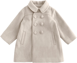 Girls Wool Blend Coat Double Breasted Classic Jacket Spring Fall Outwear Dress Coats With Pockets 1-7 Years 18-24 Months White