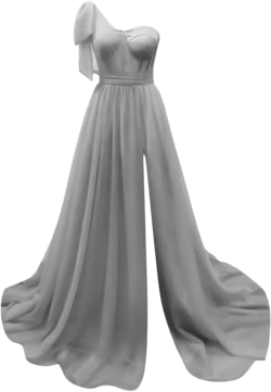 Women’s Puffy One Shoulder Bridesmaid Dresses Long Tulle A Line Prom Dress Sweetheart Party Evening Gowns QM96 18 Plus Grey