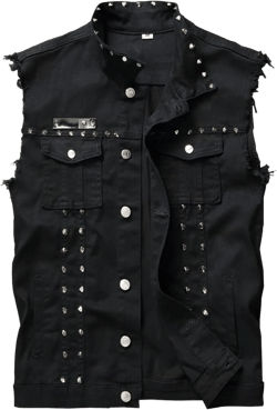DSDZ Men's Punk Denim Vest Sleeveless Jean Jackets With Rivets at Amazon Men’s Clothing store