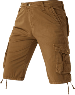 Cargo Shorts for Men Cotton Shorts Relaxed Fit Outdoor Hiking Shorts with Multi Pockets Casual Tactical Shorts Earthy Yellow 36