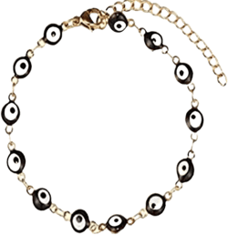 Caiyao Lucky Evil Eye Beads Anklet Bracelet 14K Gold Silver Plated Link Chain Protection Amulet Anklet for Women Men Good Luck Summer Beach Foot Holiday Jewelry Gift B black