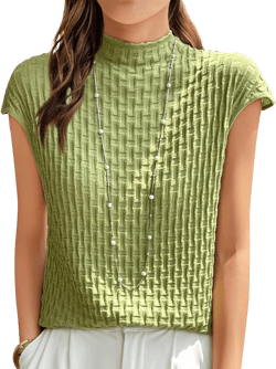 Wowcarbazole Womens Summer Sweater Top Mock Neck Slim Fit Tank Tops Sleeveless Trendy Lightweight Pullover Vest Knit Green X-Large