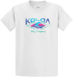 Koloa Surf Mens Distressed Jewel Tones Logo Heavy Cotton Tee Large Tall White / Distressed Jewel Tones Logo
