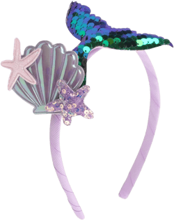 RFTWXHPN Little Mermaid Headband for Girls - Sequins Glitter Fish Tail Head Band With Green Starfish - Hair Accessories for Women - Fishtail Crown