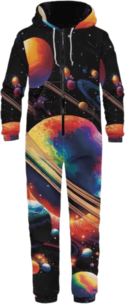 Forchrinse Southwest Indian Navajo Adults Onesies Soft One Piece Pajama Jumpsuit for Women Men Hooded Romper Sleepwear,S-4XL Galaxy Colorful Planet 3X-Large