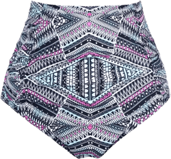 Septangle Women's Vintage Super High Waisted Bikini Bottom Shirred Tankini Briefs Tummy Control Swimsuits Bottoms 12 Purple Geometric Pattern