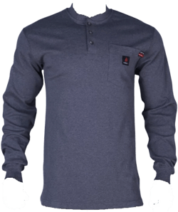 Forge Fr Men's Charcoal Grey Henley Neck Long Sleeve T-shirt