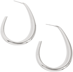 Exclusive Element - Silver - High Sheen J-Hook Paparazzi Hoop Earrings