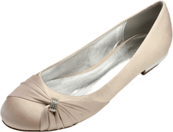 Women's Satin Wedding Flats for Bride Round Toe Slip on Formal Dress Flat Shoes Evening Bridal Party Dress Flat Shoes 10 Champagne