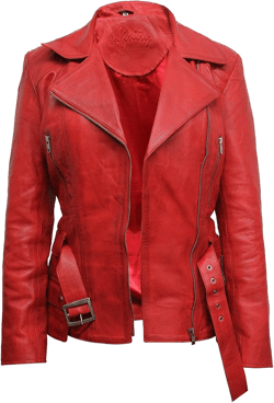 BRANDSLOCK Womens Classic Leather Biker Jacket Genuine Skin X-Large Red