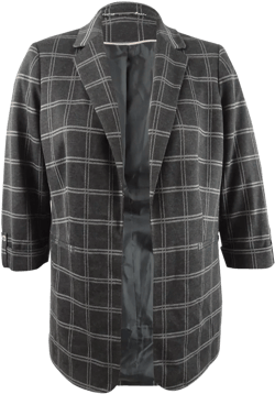 Calvin Klein Women's Plus Size Plaid Roll-Tab Blazer (24W, Charcoal Multi)