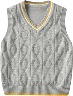 Kids V-Neck Sleeveless Sweater Vest 100% Cotton Baby Boys Girls Waistcoat Knit Sweater Vest for Spring Autumn Winter 3-4T Argyle Grey