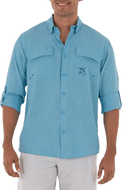 Guy Harvey Men's Long Sleeve Performance Fishing Shirt Small Bonnie Blue
