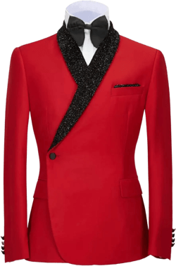 Rdzding Men's Suit Jacket 2 Piece Slim Fit Set Blazer Groomsmen One Button Daily Business Suits Blazer Party Jackets X-Small Red