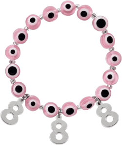 QqzsJewls Evil Eye Bracelet 111 222 333 444 555 666 777 888 999 Angel Number Charm Bracelet Ojo Beaded Protection Bracelet for Women Girls Pink 888