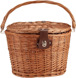 Wicker Bicycle Basket with Lid, Leather Belt Handmade Natural Rattan Bike Storage Basket for Picnic Shopping Storage Bike Baskets for Women