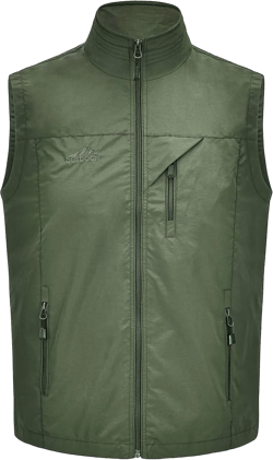 Spanye Men Lightweight Vest Outdoor Leisure Vest with Pockets Windproof Jacket For Sport Golf Work Small 01army Green