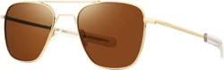 FEISEDY Mens Aviator Sunglasses Polarized Military Pilot Frame with Bayonet Temples B2623 003 Gold Frame Brown Lens 55 Millimeters