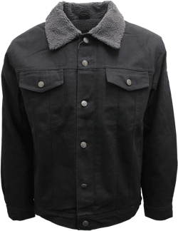 Men’s Black Denim Jacket with Sherpa Lining X-Large Black