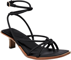 Coutgo Womens Strappy Heels Sandals Thong Gladiator Square Open Toe Low Kitten Heeled Criss Cross Ankle Strap Summer Dress Wedding Shoes 6 Black