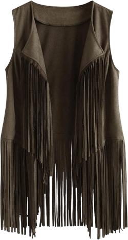 tuduoms Women's Vintage Western Cowboy Vest Tops Halloween Cosplay Hippie Costume Suede Leather 70s Cowboy Shirt Tank Top