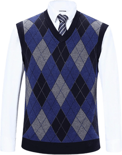 Muscularfit Mens Sweater Vest V Neck Sleeveless Pullover Sweater Argyle Cable Knit Sweater Vest Lightweight Knitted Pullover #F01-blue Medium
