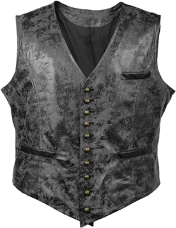 bslingerie Mens Steampunk Faux Leather Cowboy Waist Coat Vest X-Large Black Vest