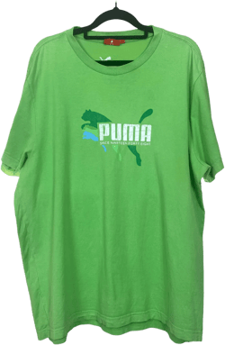 Puma Bright Green White Logo Graphic Short Sleeve Tee Shirt Top XL C114 L73