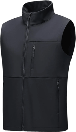 Mens Lightweight Softshell Vest Windproof Sleeveless Jacket for Travel Hiking Running Golf Outdoor Casual Padded Vest 5X-Large Black
