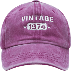50th Birthday Gifts for Women, Vintage 1974 Embroidered Baseball Caps Adjustable, 50th Birthday Decorations Women - A