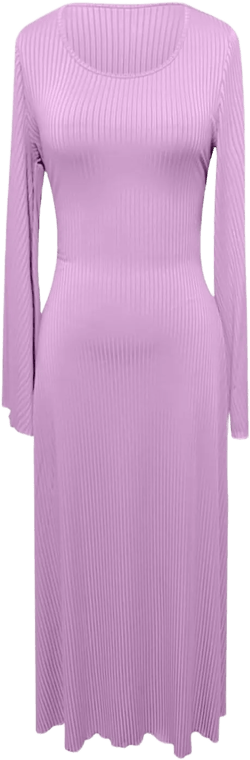 Women's Cocktail Party Maxi Wedding Dresses Solid Round Neck Long Sleeve Pleated Cinched Waist Dress Flowy Long Dress
