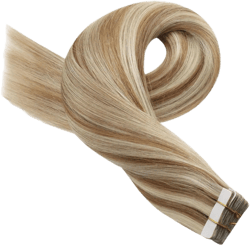 Moresoo 100G Blonde Tape in Hair Extensions Human Hair 40Pcs Highlight Blonde Hair Extensions for Women Tape in 22 Inch Long Tape in Extensions Fashion Straight Hair Color #P6/60 22 Inch #MA-6P60 Brown with Blonde