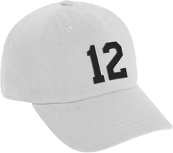 Daxton Custom Black Team Number Low Profile Adjustable Baseball Dad Hat Cap White Number 12