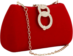 Clutch Purses for Women Fashion Evening Bag Gold Clutch Small Crossbody Bag with Detachable Chain for Party/Wedding Red