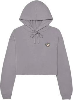 DALIX Heart (Glow in the Dark) Embroidered Fleece Cropped Hoodie Cold Fall Winter Women XX-Large Storm Gray