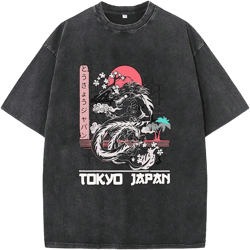 GORGLITTER Men's Slogan Print Short Sleeve Oversized T Shirt Casual Short Sleeve Drop Shoulder Loose Fit Tee Shirt XX-Large Black Animal & Letter