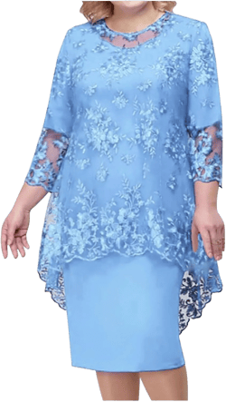 Mother of The Bride Dresses Floral Lace Wedding Guest Dress for Women Plus Size Formal Evening Dress Grandmother Dress XX-Large Light Blue