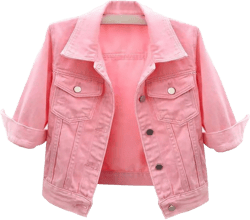 Winter Coat Women Women's 3/4 Sleeve Colored Cropped Denim Jacket Light Jacket Time Coat 5X-Large Pink