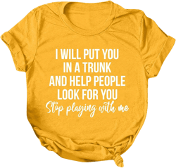 Aniywn Graphic Tees for Women Funny Graphic Sayings Short Sleeve Tops Round Neck Casual Workout Sports T-Shirt X-Large Yellow
