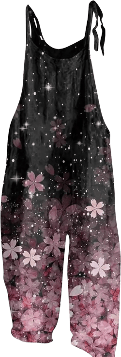 Floral Print Cotton Linen Summer Overalls for Women 2025 Fashion Plus Size Adjustable Jumpsuits Rompers Pants 28-light Pink X-Large