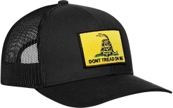 HAKA Dont Tread on Me Hat – Gadsden Flag Trucker Hat Baseball Cap for Men & Women Snapback Adjustable Golf Hat Yellow Patch - Black