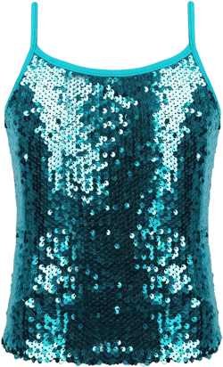 Girls Kids Shiny Metallic Spaghetti Shoulder Straps Tank Top Gymnastic Dance Competition Vest T-Shirt Dancewear 6 Blue,metallic