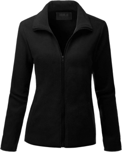 DOUBLJU Soft Polar Fleece Jacket Full Zip Long Sleeve with Side Pocket Casual Basic Lightweight Coat for Women with Plus Size : Clothing, Shoes & Jewelry