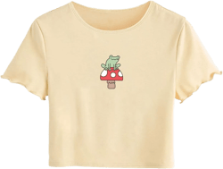 SweatyRocks Women's Graphic Print Round Neck T Shirt Short Sleeve Crop Tee Tops