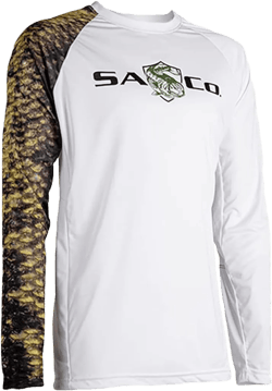 S A Co. Men's Long Sleeve Shirt, UPF 50+ Sun Protection, Lightweight, Moisture Wicking (Bass Sleeve, XL)
