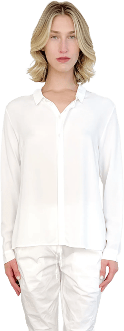 Silk Fitted Button Down Blouse - White
